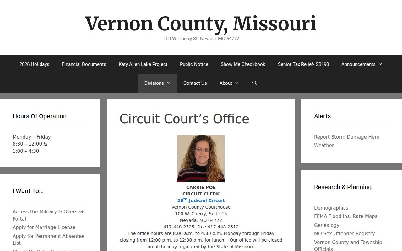 Vernon County court docket Circuit Court source