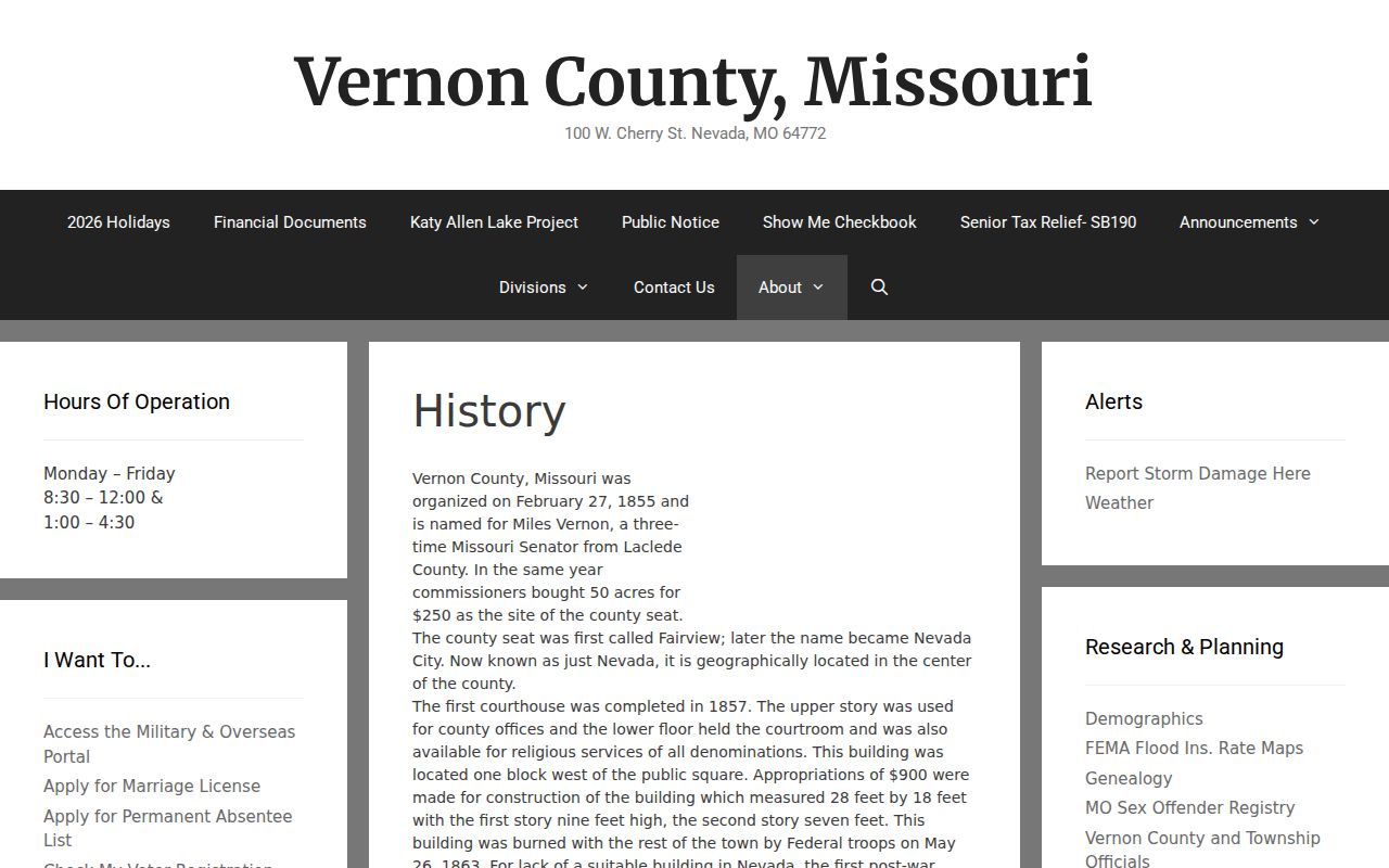 Vernon County court docket courthouse history source