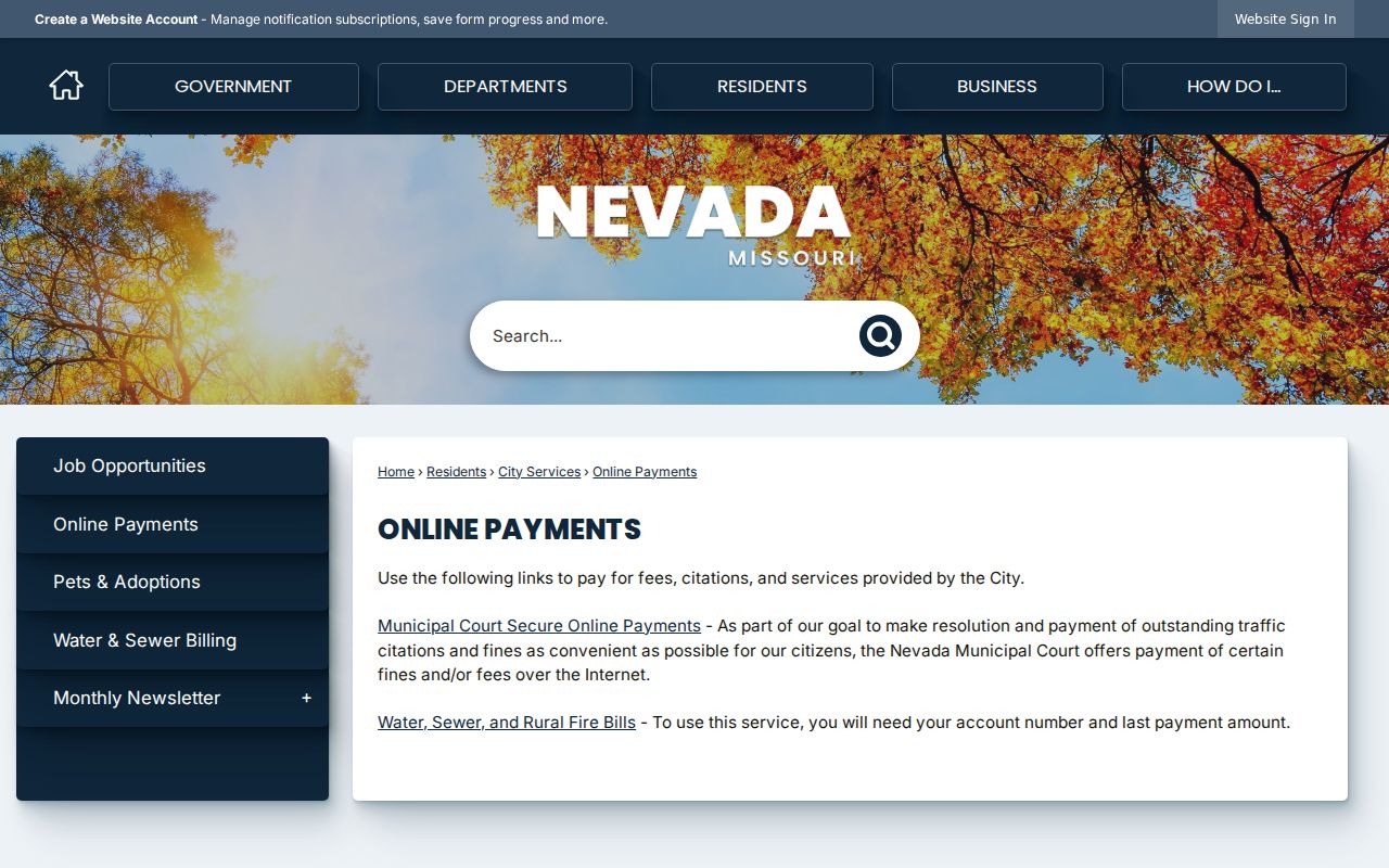 Vernon County traffic court records source for Nevada municipal online payment